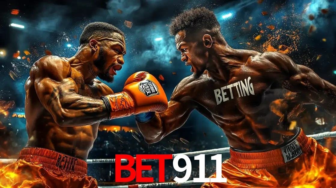 Dois boxeadores em uma luta intensa e explosiva, representando a adrenalina e as oportunidades de apostas em esportes de combate disponíveis na plataforma BET911.
