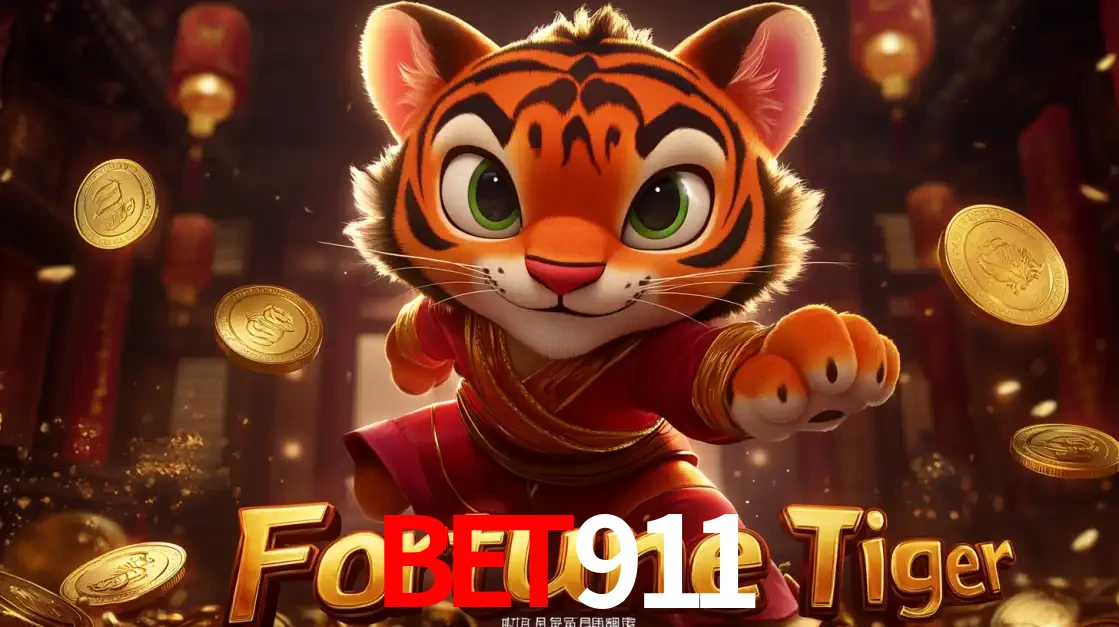 O carismático mascote do jogo de slot Fortune Tiger, um tigre fofo em pose de artes marciais, pronto para trazer sorte e multiplicadores de ganhos no cassino online BET911.